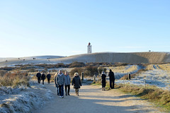 Das  Rubjerg Knude Fyr,  Leuchtturm Rubjerg Knude bei Lokken wurde 1900  hinter einer damals nur zwei bis drei Meter hohen Düne eingeweiht.