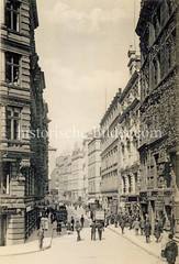 Historische Aufnahme der Straße Brodschrangen in der Hamburger Altstadt, ca. 1902.