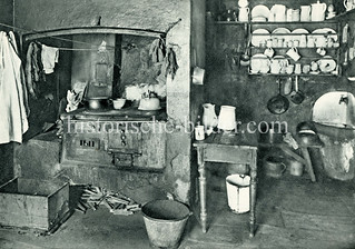 Innenansicht ein Wohnung im Hamburger Gängeviertel um 1900.