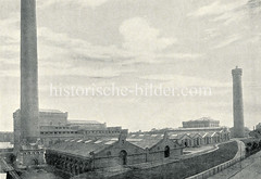Alte Aufnahme vom Wasserwerk in Hamburg Rothenburgsort, rechts der Wasserturm.
