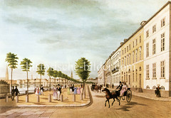 Blick in den Neuen Jungfernstieg in der Hamburger Neustadt um 1835.