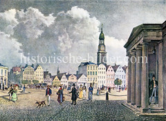 Historische Ansicht vom Zeughausmarkt in der Hamburger Neustadt.