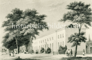 Brunnen- und Badeanstalt mit Konversationshaus in Hamburg Eppendorf, eröffnet 1825 .