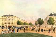 Alte Ansicht von der Hamburger Esplanade in der Hamburger Neustadt um 1850.