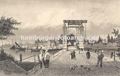 Historische Bilder von der Geschichte des Harburger Hafens - Klappbrücke + Hafenansicht.