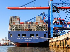 Schiffsheck mit Containerladung - CMA CGM CHRISTOPHE COLOMB.