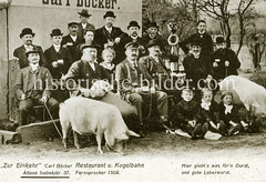 Historisches Gruppenfoto - Gäste des Restaurants Zur Einkehr in Altona, Isebekstraße.