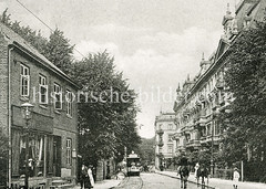 Historische Ansicht der Flottbeker Chausse bei Rainville in Hamburg Ottensen.