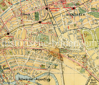 Historische Straßenkarten von Hamburg Hamm und Umgebung.