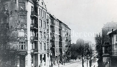 Historische Bilder aus dem Hamburger Stadtteil Borgfelde; Blick von der Borgfelder Straße in den Grevenweg - re. im Vordergrund eine Filiale der Dresdner Bank.