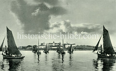 Historische Ansicht vom Nordseebad Büsum, Fischereihafen.