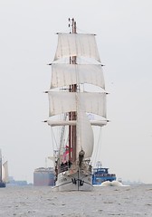 Der Herings-Logger Loth Lorien unter Segeln auf der Hamburger Elbe.