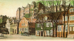 Historische Bilder aus dem Hamburger Stadtteil Borgfelde; alte Häuserzeile an der Borgfelder Straße - Etagenhäuser in Oben Borgfelde.