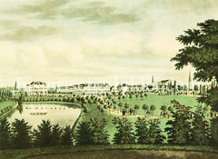 Blick über den Botanischen Garten Richtung Hamburger Innenstadt, Dammtor ca. 1830.