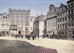 Historisches Bild vom Alten Fischmarkt in der Hamburger Altstadt, Blick zum Schopenstehl.