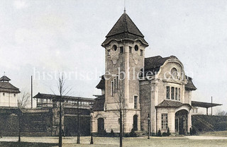 Historische Ansicht vom Empfangsgebäude / Haltestelle Friedrichsberg in Hamburg Eilbek / Barmbek Süd.