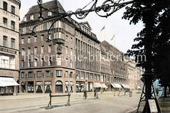 Alte Ansichte vom Hamburger Jungfernstieg, lks. die Mündung der Straße Große Bleichen  (ca. 1923).