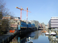 Fotos aus dem Hamburger Stadtteil Neustadt, Bezirk Hamburg Mitte;  Baustelle in der Admiralitätsstraße / Alsterfleet (2002).