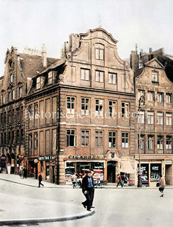 Barocke Architektur in der Altstadt Hamburgs - Wohnhäuser / Geschäftshäuser am Alten Fischmarkt, Schopenstehl, ca. 1925.