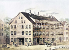 Alte Ansicht vom Opernhaus beim Gänsemarkt in der Hamburger Neustadt, abgerissen 1873.