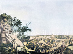 Blick vom Millerntor nach Altona - hinter den äußeren Wachgebäuden die Altonaer Kirche (ca. 1789)