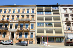 Bilder aus dem Hamburger Stadtteil Rotherbaum, Bezirk Hamburg Eimsbüttel; Mietshäuser im unterschiedlichen Baustil.