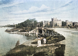 Blick zur  Schwanenwikbrücke Richtung Schöne Aussicht an der Aussenalster in Hamburg Uhlenhorst.