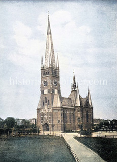 Historische Ansicht der Johanniskirche in Hamburg Rotherbaum / Harvestehude; geweiht 1892 - Architekt W. Hauers.