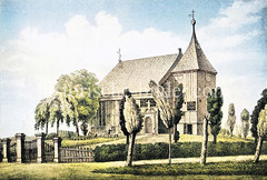 Altes Bild der Kirche St. Nikolai in (Hamburg) Moorfleet , errichtet 1680.