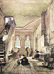 Frauen Abteilung im Hospital zum Heiligen Geist in der Hamburger Alstadt, ca. 1882.