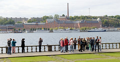 Fotos aus Stockholm, der Hauptstadt Schwedens. Blick auf die Fabrikarchitektur der Münchenbryggeriet   - eine ehemalige Brauerei. Die Gebäude werden heute als Veranstaltungszentrum genutzt.