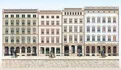Entwürfe der Neubauten nach dem Hamburger Brand von 1842 im Großen Burstah der Altstadt Hamburgs.