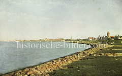 Historische Farbaufnahme von Cuxhaven an der Elbe.