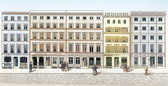 Entwürfe der Neubauten nach dem Hamburger Brand von 1842 in der Rathausstraße der Altstadt Hamburgs.