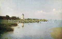 Historische Darstellung der Elbinsel Krautsand - Leuchtturm.