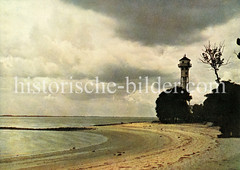 Altes Bild vom Leuchtturm Wittenbergen an der Elbe im Hamburger Stadtteil Rissen.