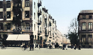 Blick von der Straße Beim Strohhause in die Hammerbrookstraße in Hamburg St. Georg, ca. 1900.