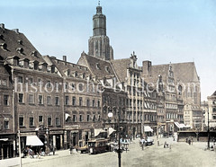 Historische Ansicht von   Breslau,  Wrocław   in Polen; Ring / Kurfürstenseite.