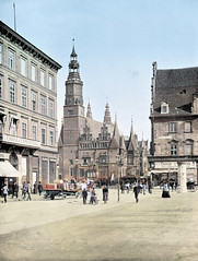 Historische Ansicht von   Breslau,  Wrocław   in Polen; Rathaus / Blücherplatz.