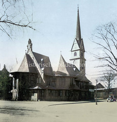 Historische Ansicht der Dankeskirche an der Süderstraße / Kreuzbrook im Hamburger Stadtteil Hamm - errichtet 1895, Architekt Hugo Groothoff.