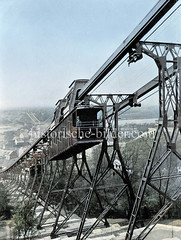 Historische Ansicht von Dresden; Schwebebahn, Seilbahn bei Loschwitz.