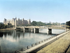 Historische Ansicht von   Breslau,  Wrocław   in Polen; Lessingbrücke.