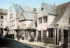 Altes Bild von der Roosenstraße in Altona,  Grenzfpfahl.