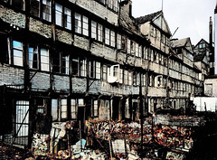 Historische Ansicht vom Gängeviertel in der Hamburger Altstadt kurz vor dem Abriss.