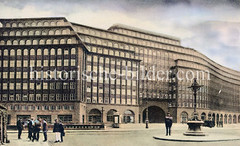 Coloriertes historisches Foto vom Chilehauses, errichtet 1924 - Teil des Hamburger Kontorhausviertels.