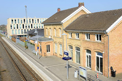 Telgte  ist eine Stadt im Kreis Warendorf im Bundesland Nordrhein-Westfalen;  Bahnhof / Empfangsgebäude.