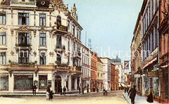 Alte kolorierte Ansicht von der Wilstorfer Straße in Harburg, links das Hotel Kaiserhof.