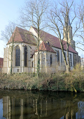 Telgte  ist eine Stadt im Kreis Warendorf im Bundesland Nordrhein-Westfalen; St. Clemenskirche an der Ems.