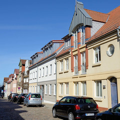 Die Hansestadt  Anklam  ist eine Stadt im Landkreis Vorpommern-Greifswald in Mecklenburg-Vorpommern; Wohnhäuser.