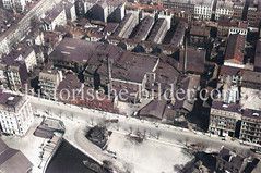 Historische Luftaufnahme vom Winterhuderweg in Hamburg  Uhlenhorst - Blick auf das Ende des Uhlenhorster Kanals und die gegenüberliegende Bavaria Brauerei, ca.1932.